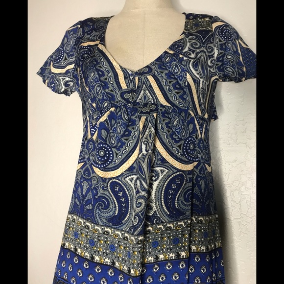 TOBI Blue Maxi Side Splits Open Back Paisley Dress - Picture 3 of 6